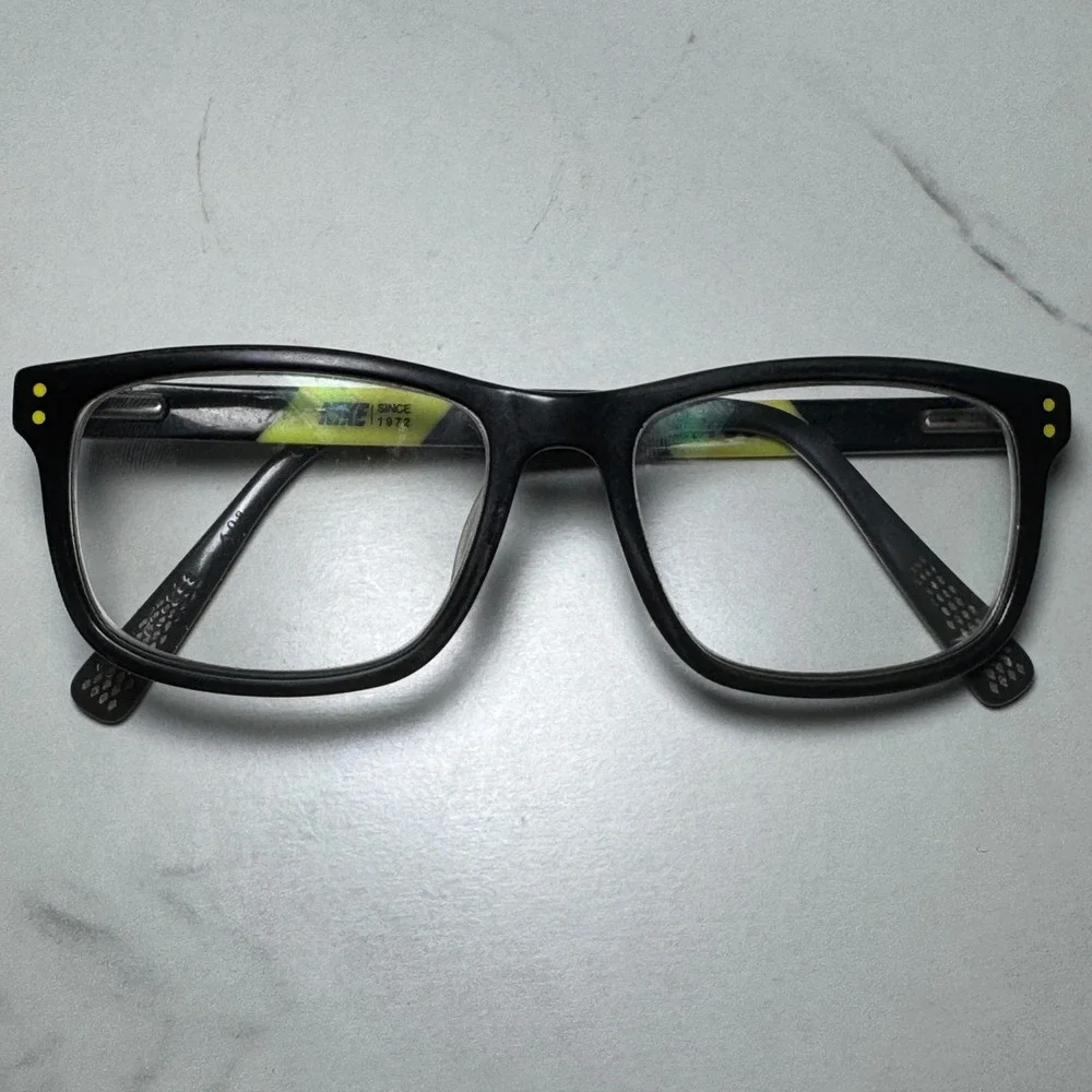 Nike 5536 Black Volt Yellow Rectangular Eyeglasses Frames 48 15 130 Just Do It